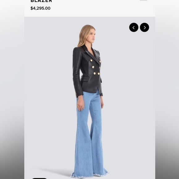 Double-breasted leather blazer - Picture 4 of 15